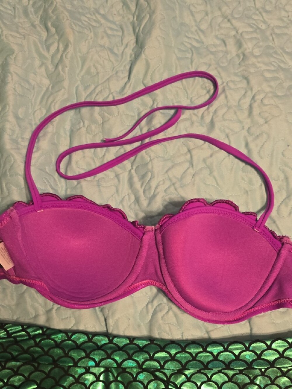 Disney Ariel Bikini: Purple Shells And Green Scale High Waist Bottoms - Picture 10 of 15